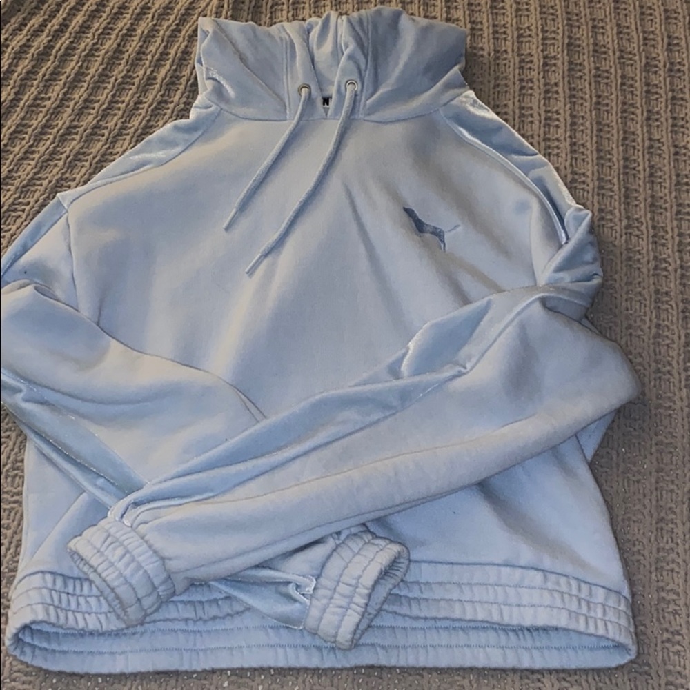 Cropped blue PINK hoodie